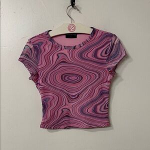 White Fox Boutique Pink and Purple Swirl Crop Top